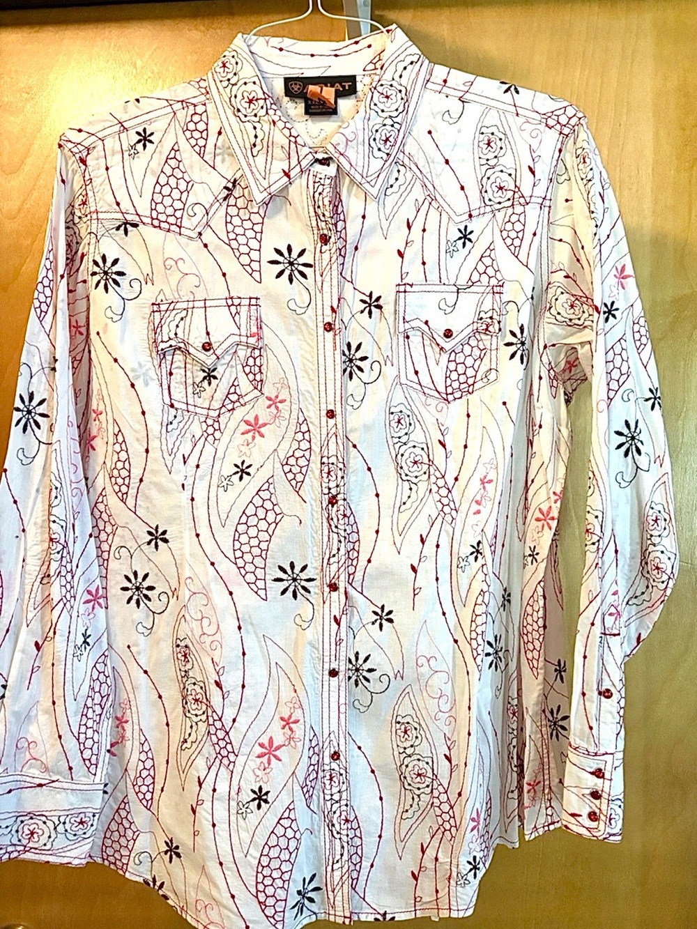 Women’s Ariat Embroidered Pearl Snap Western Shirt Vintage Inspired XXL